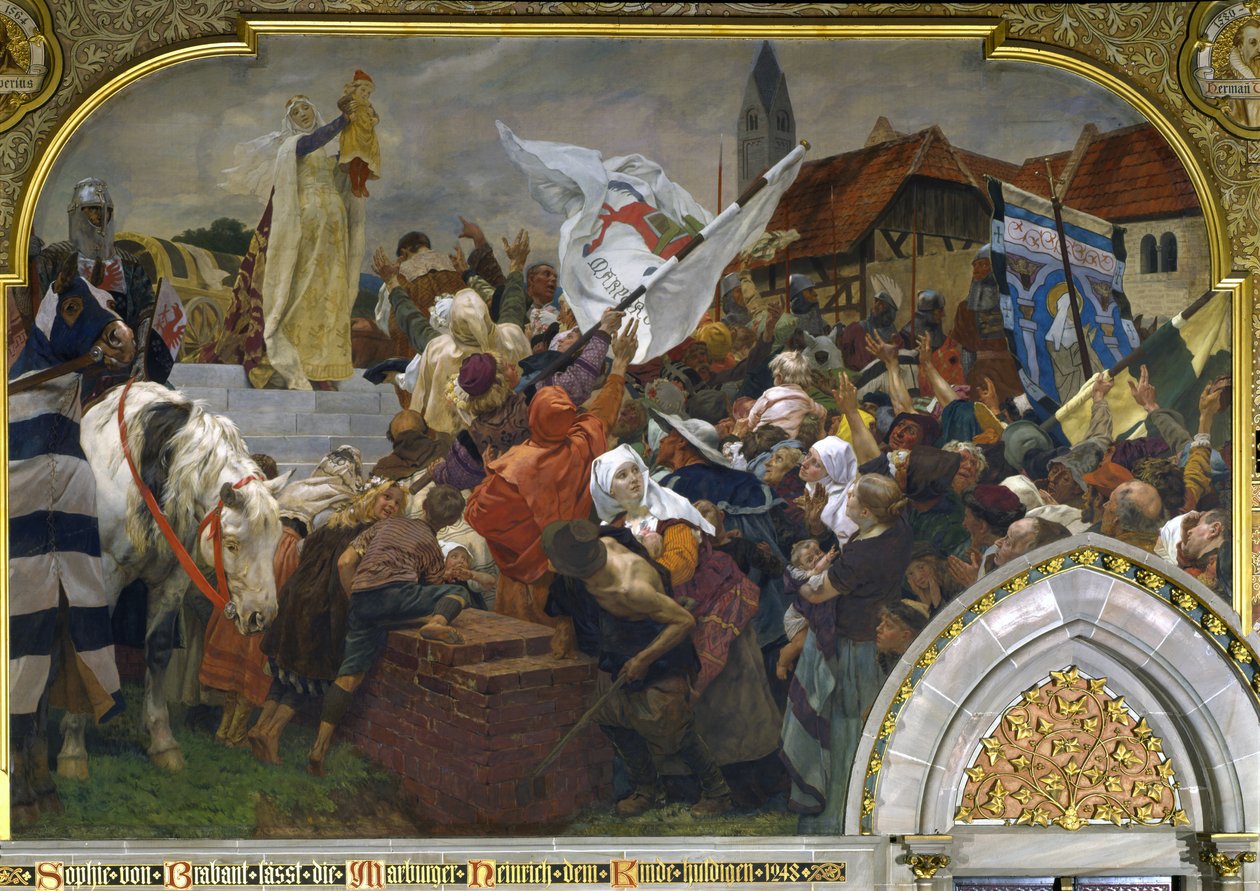 Sophie of Brabant przedstawiająca Henryka Dzieciątko mieszkańcom Marburga w 1248, 1903 autorstwa Peter Johann Theodor Janssen