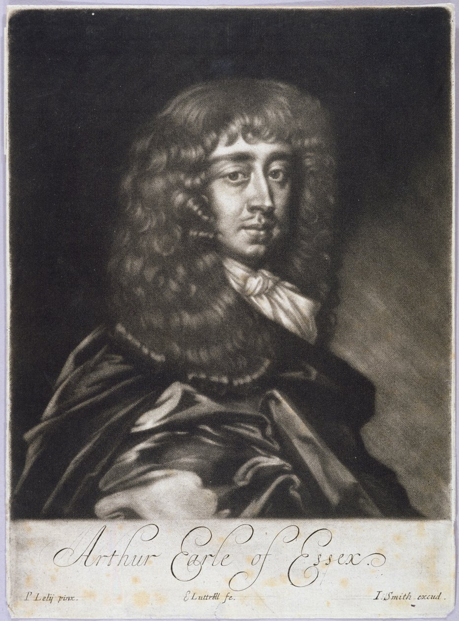 Arthur Capel (1631-83) hrabia Essex, rytowany przez Edwarda Luttrella (ok. 1650-1724) i Johna Smitha (ok. 1652-1742) (mezzotinta) autorstwa Peter Lely