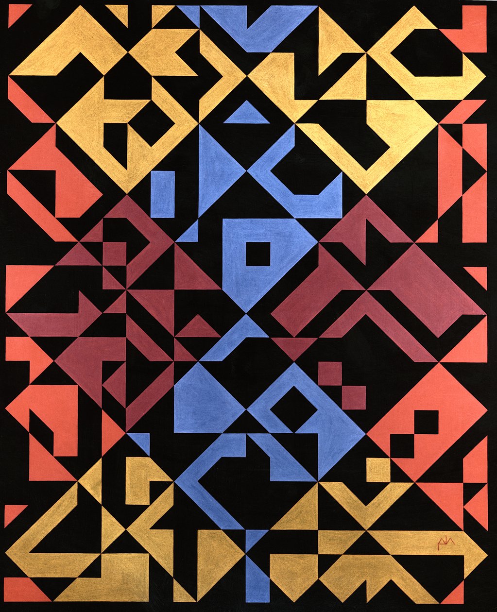 Przekątne wstawione, 1984 (tempera na papierze) autorstwa Peter McClure