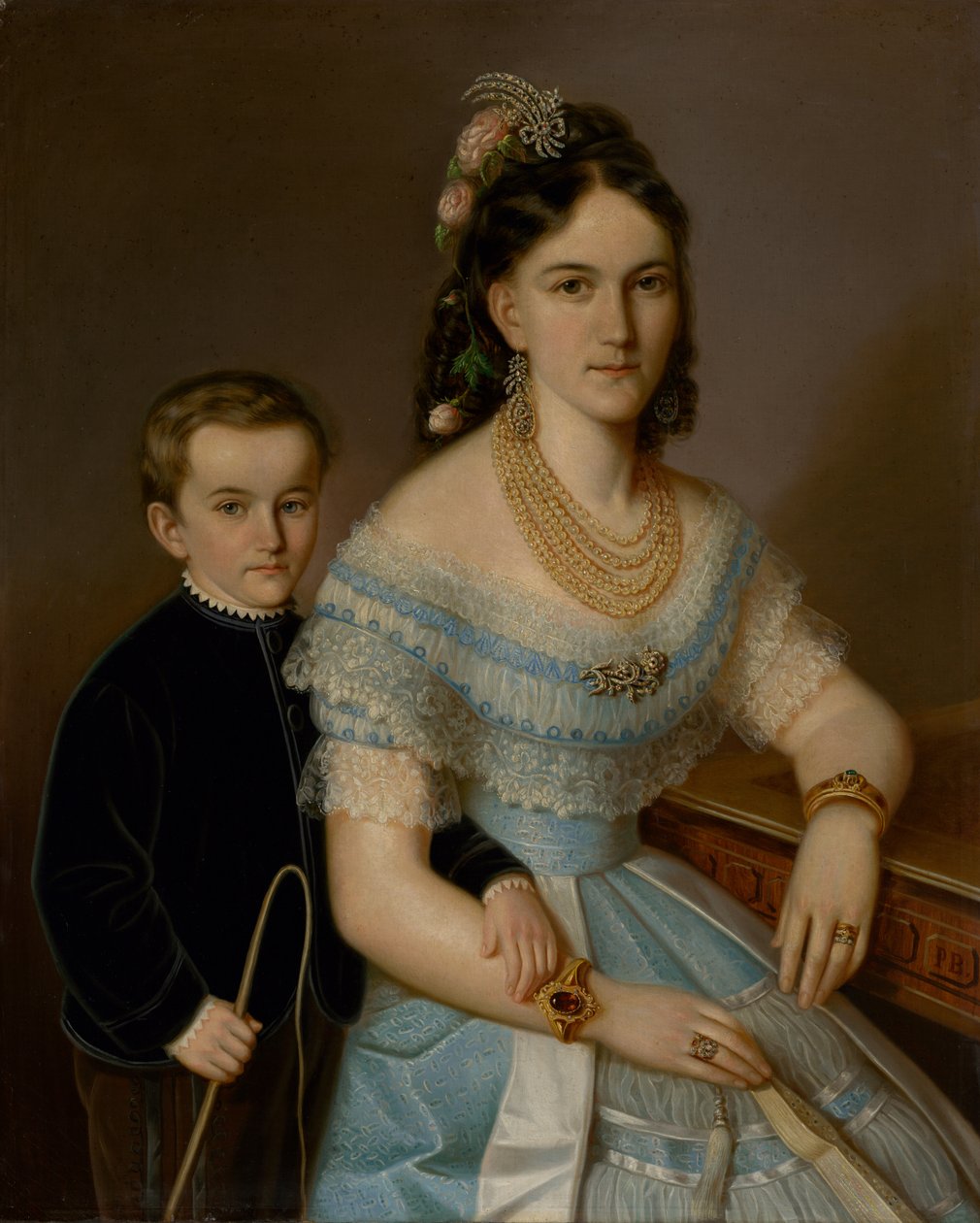 Portret Ľudmili Zmeškalovej z rodu Pongráczów z synem Jozef autorstwa Peter Michal Bohúň