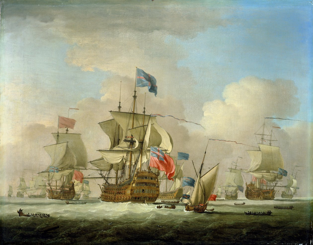 Brytyjscy Men-of-War i Slup, ok. 1720-30 autorstwa Peter Monamy