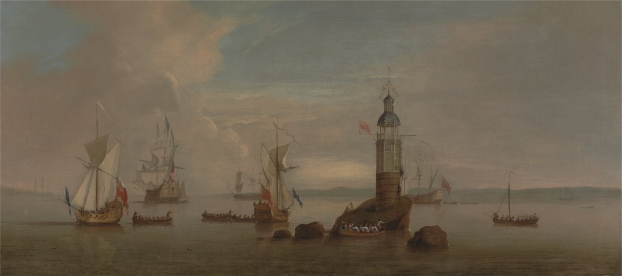 Otwarcie pierwszej latarni Eddystone w 1698 r. autorstwa Peter Monamy