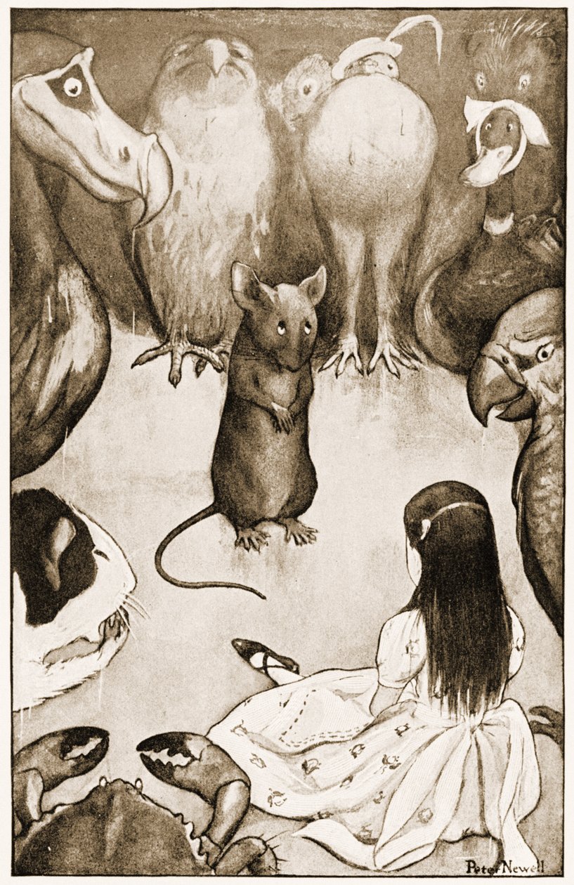 „Moja to długa i smutna opowieść”, powiedziała Mysz, ilustracja do filmu „Alicja w krainie czarów” Lewisa Carrolla, 1901 autorstwa Peter Newell