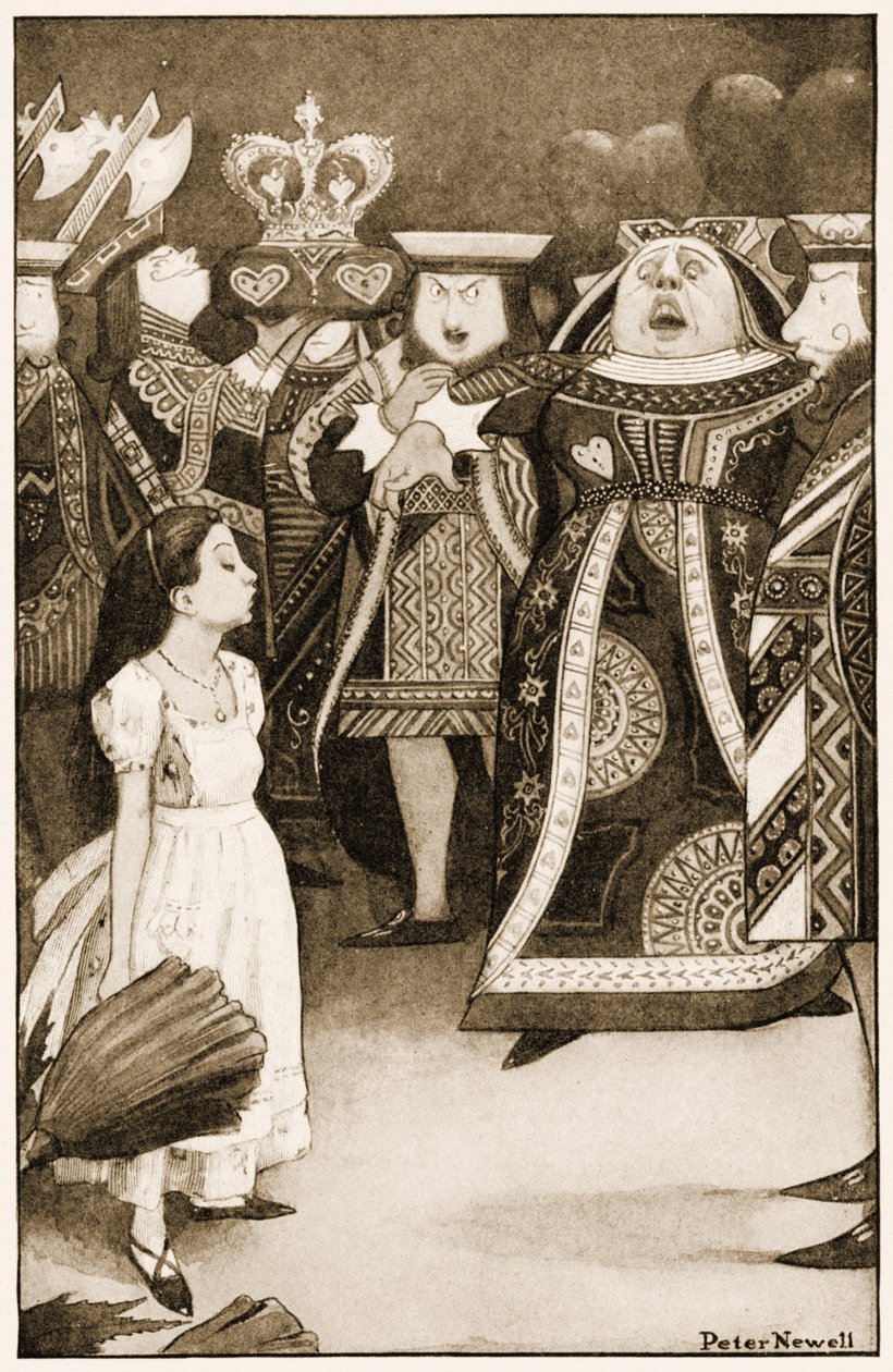 Z jej głową, ilustracja do filmu Lewisa Carrolla Przygody w krainie czarów, 1901 autorstwa Peter Newell