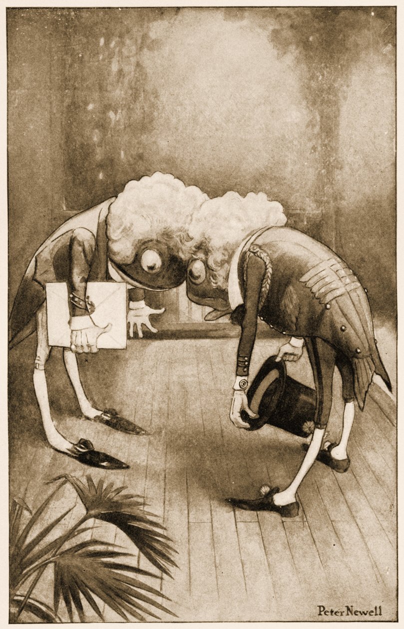 „Oboje skłonili się nisko, a ich loki się zaplątały”, ilustracja do Alice