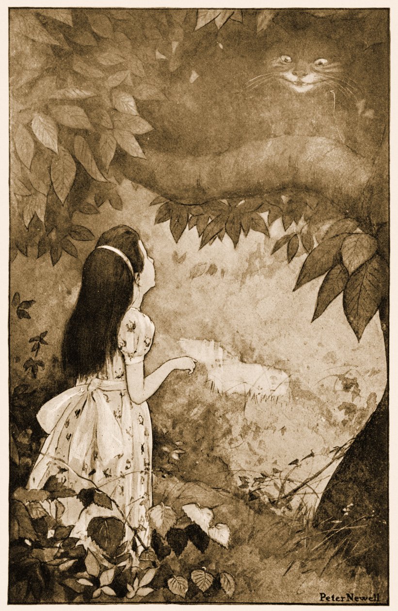 Tym razem zniknął dość wolno, ilustracja do książki Lewisa Carrolla Przygody w krainie czarów, 1901 autorstwa Peter Newell