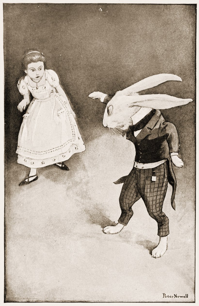 „Dlaczego, Mary Ann, co tu robisz?”, ilustracja do „Alicji w krainie czarów” Lewisa Carrolla, 1901 autorstwa Peter Newell