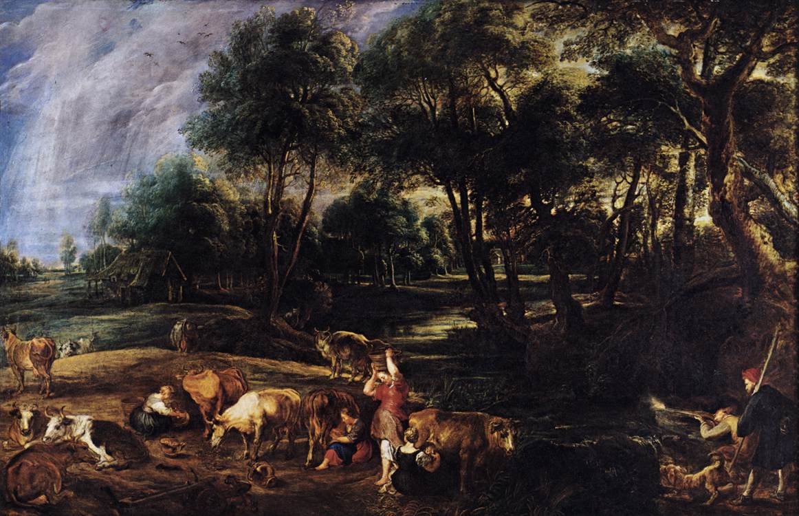 Krajobraz z krowami i dzikim ptaszkiem autorstwa Peter Paul Rubens