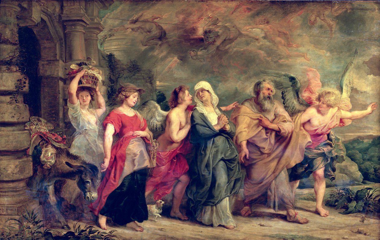 Rodzina Lota opuszcza Sodomę, 1625 autorstwa Peter Paul Rubens