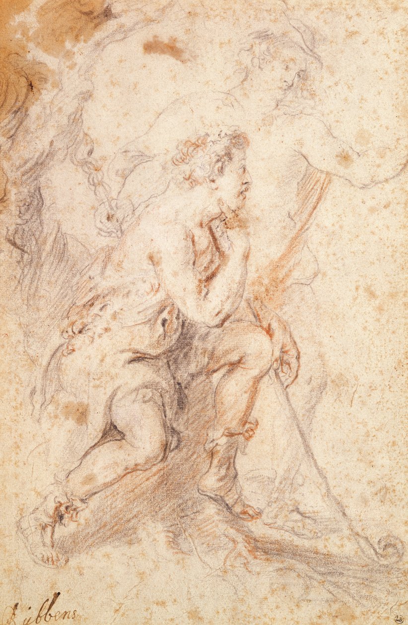 Merkury i pasterz (czerwona i czarna kreda na papierze) autorstwa Peter Paul Rubens