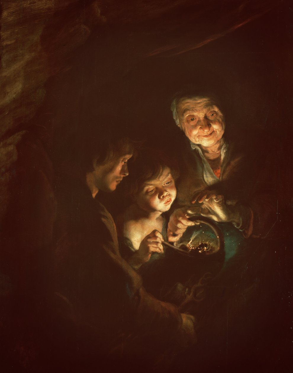 Stara kobieta z koksownikiem, ok. 1616-20 (olej na drewnie) autorstwa Peter Paul Rubens