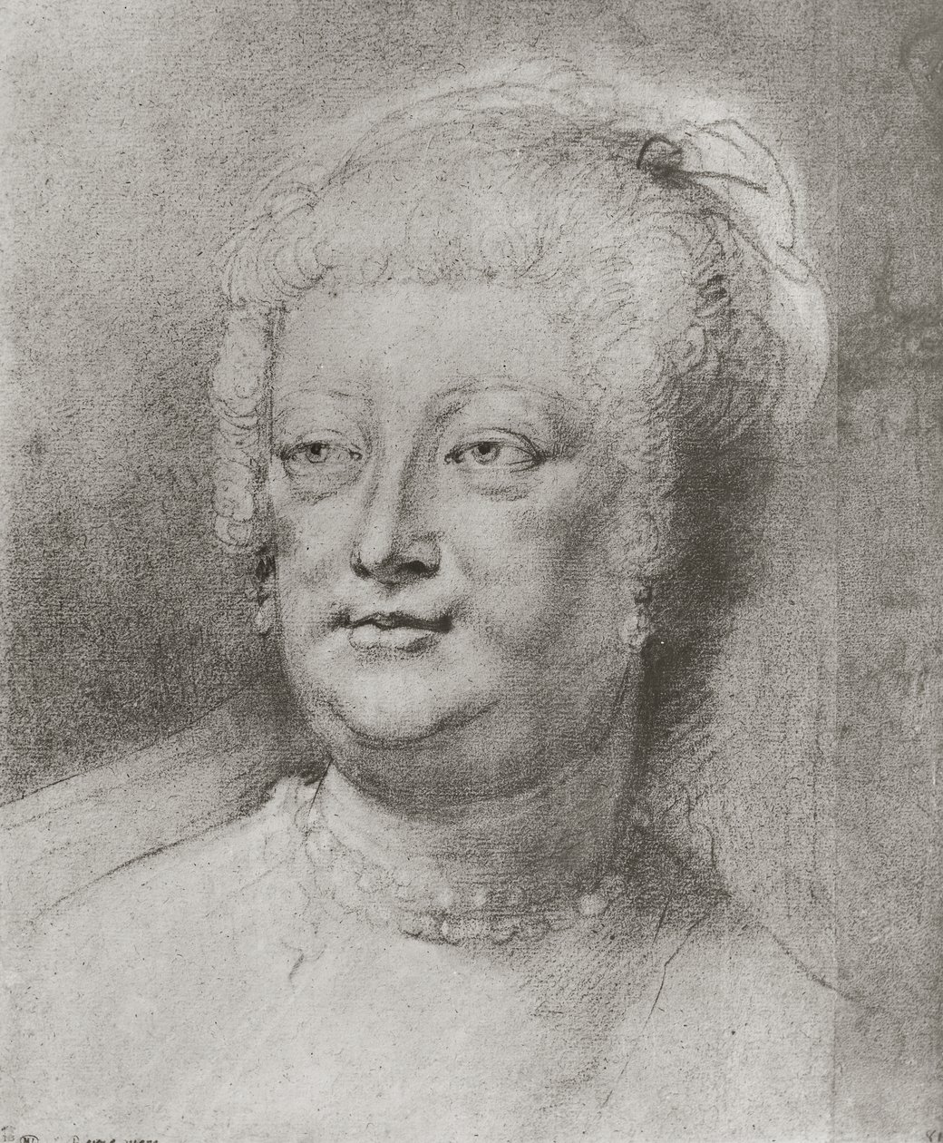 Portret Marii Medycejskiej (1573-1642), 1622 (pierre noire i czerwona kreda z białym podkreśleniem) autorstwa Peter Paul Rubens