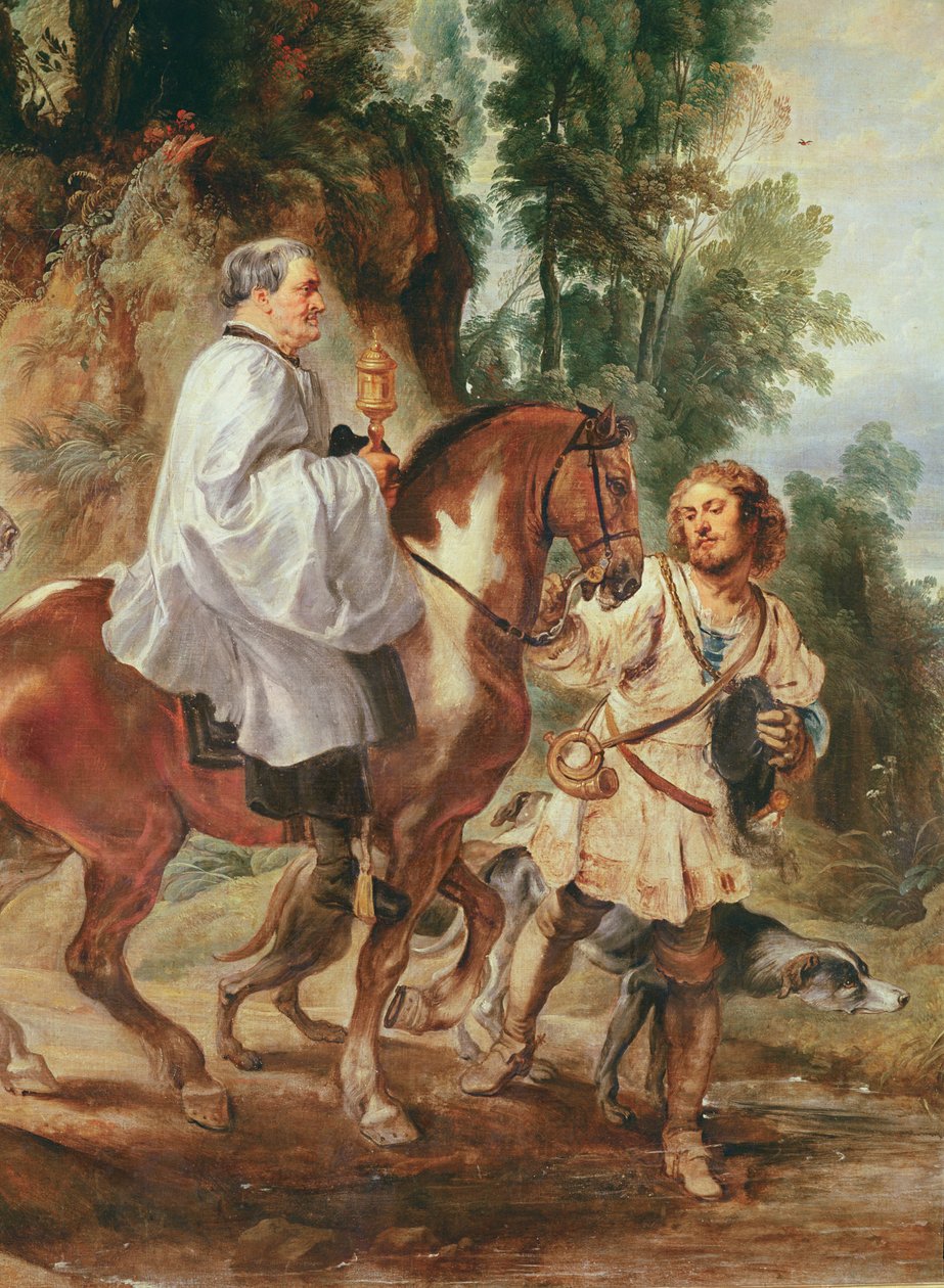Ksiądz niosący eucharystię umierającemu, przed 1630 r. autorstwa Peter Paul Rubens