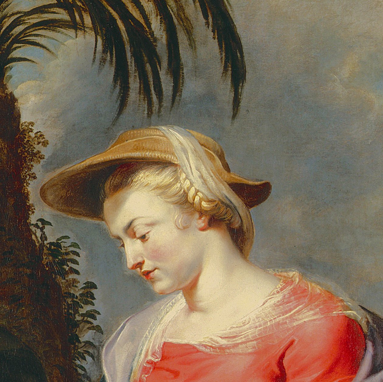 Powrót świętej rodziny z Egiptu, fragment Matki Boskiej autorstwa Peter Paul Rubens