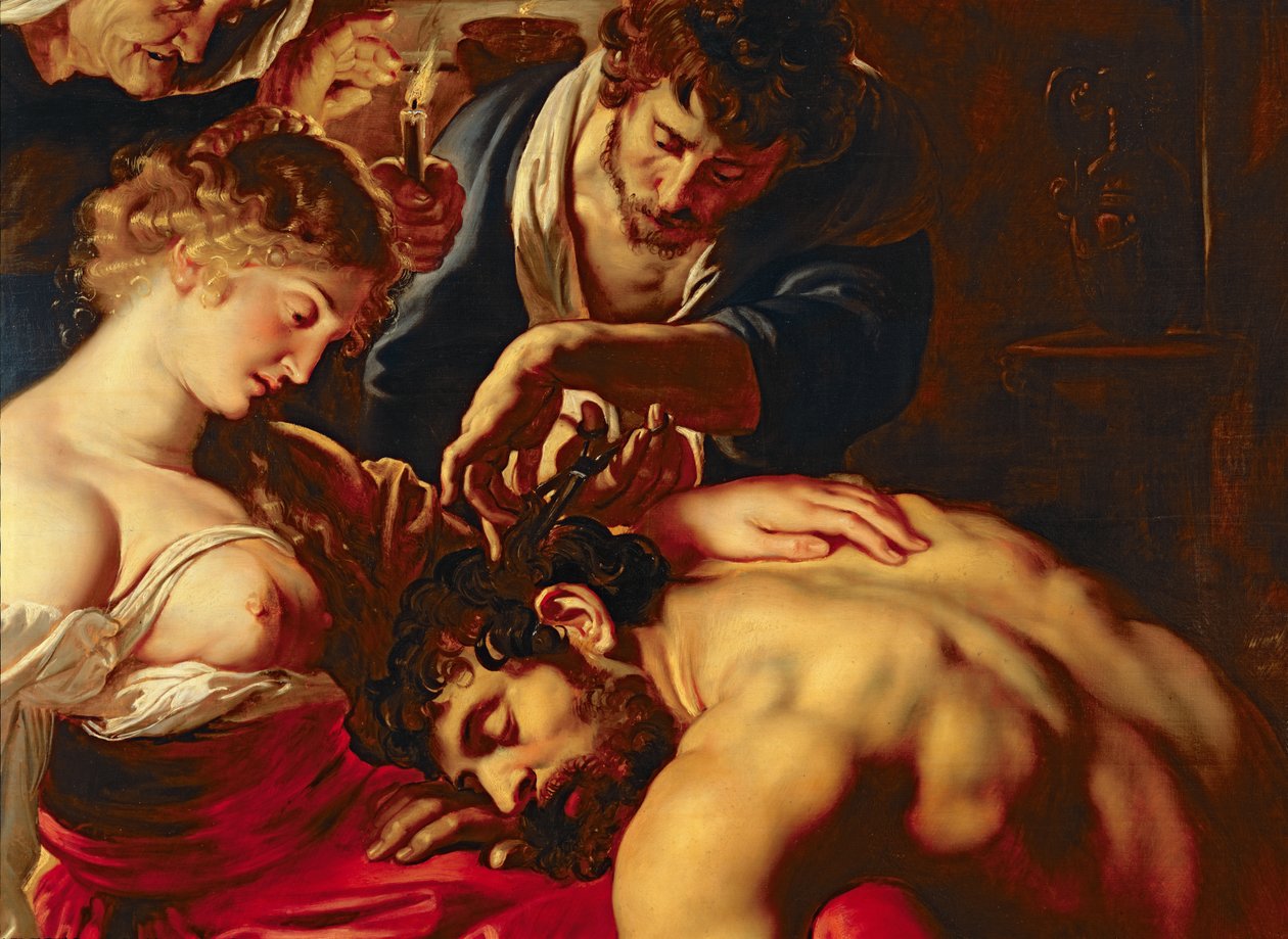 Samson i Dalila, c.1609 (szczegóły z 15815) autorstwa Peter Paul Rubens