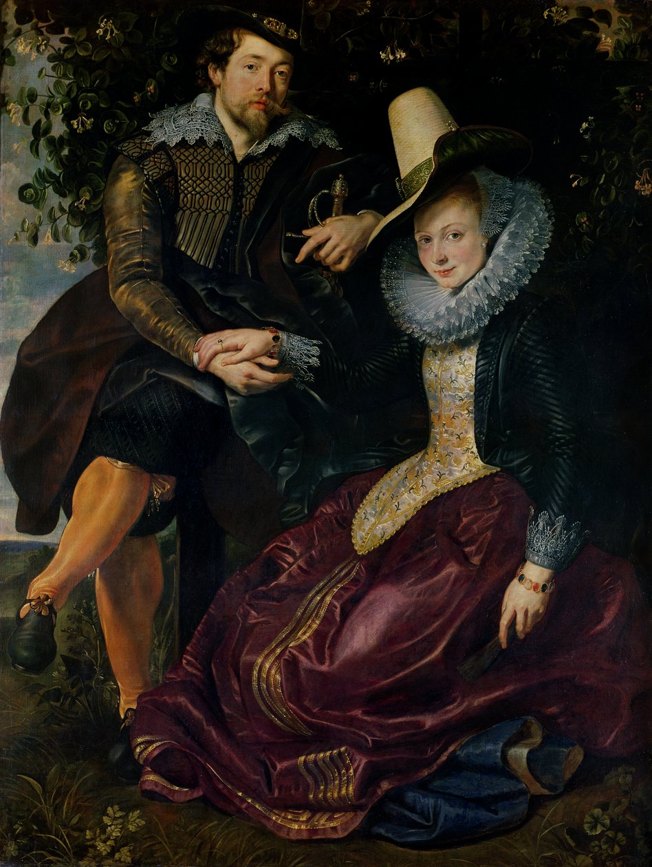 Autoportret z Izabelą Brandt, jego pierwszą żoną, w altanie wiciokrzewu, ok.1609 autorstwa Peter Paul Rubens