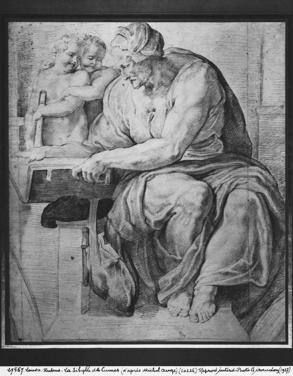 Sybilla Kumejska, według Michała Anioła Buonarrotiego (1475-1564) (pierre noire i czerwona kreda na papierze) autorstwa Peter Paul Rubens