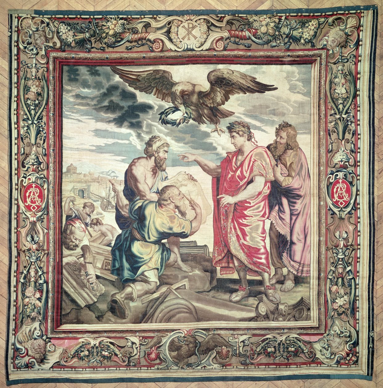 Założenie Konstantynopola, z serii Historia cesarza Konstantyna, autorstwa Philippe Maechta i Hansa Taye, Ateliers du Faubourg Saint-Marcel, przed 1663 (gobelin z wełny i jedwabiu) autorstwa Peter Paul Rubens