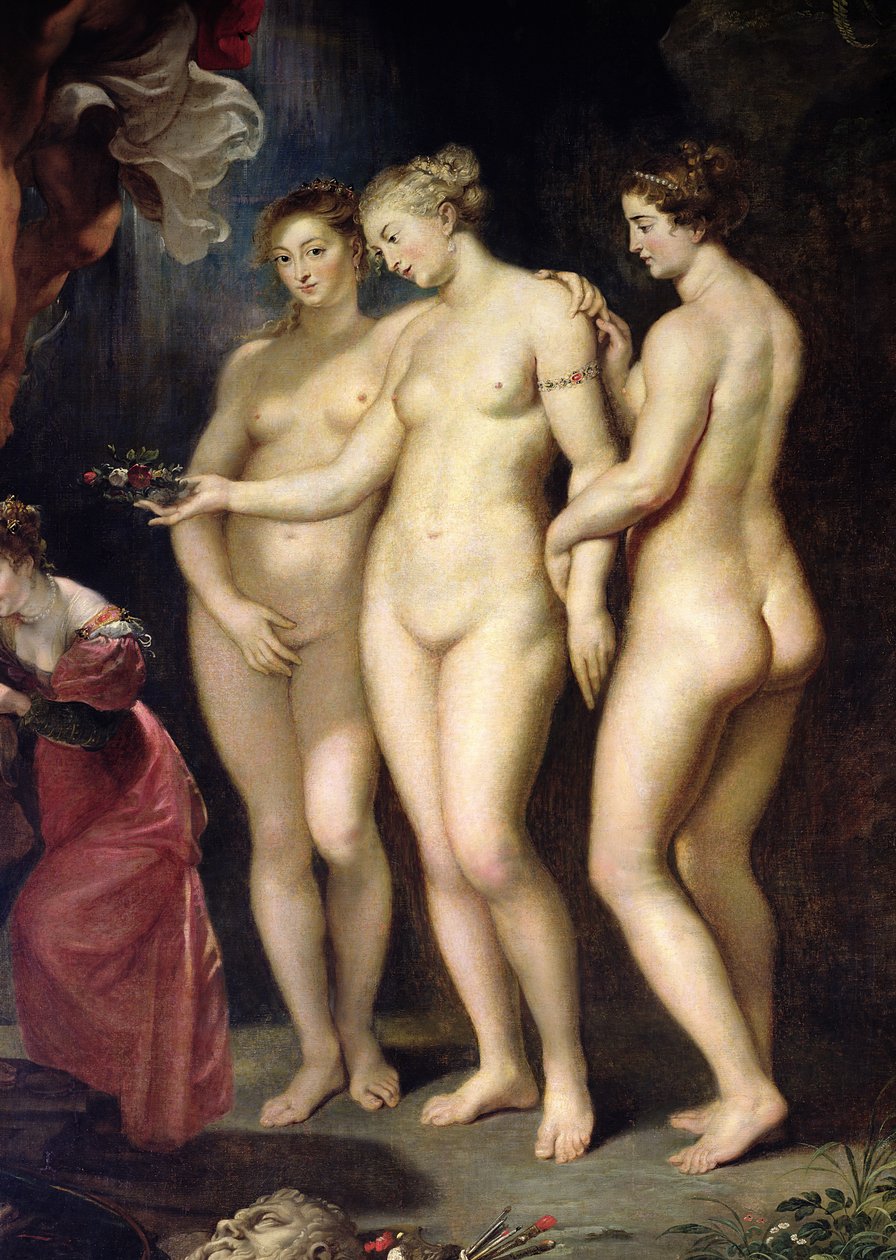 Cykl Medici: Edukacja Marie de Medici, fragment Trzech Gracji, 1621-25 autorstwa Peter Paul Rubens