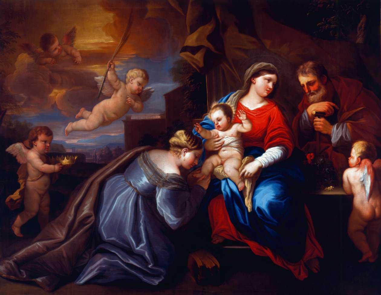 Mistyczne małżeństwo św. Katarzyny w kompozycji Giordano autorstwa Peter Paul Rubens
