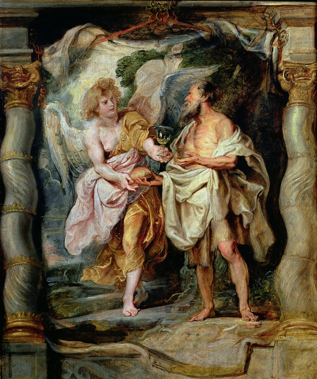 Prorok Eliasz i Anioł na pustyni, ok. 1626-28 (panel) autorstwa Peter Paul Rubens