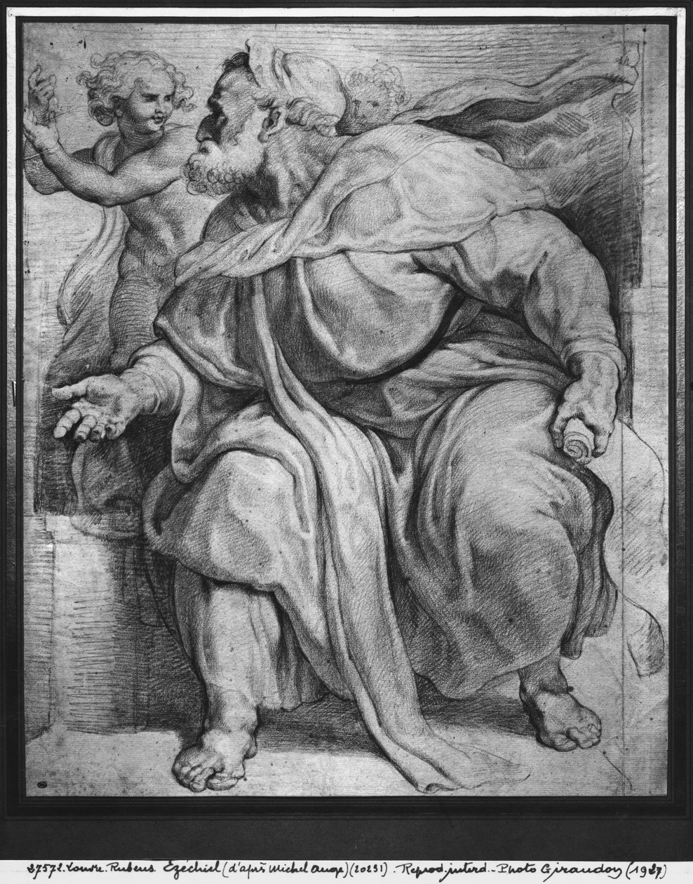 Prorok Ezechiel, według Michała Anioła Buonarrotiego (pierre noire i czerwona kreda na papierze) autorstwa Peter Paul Rubens