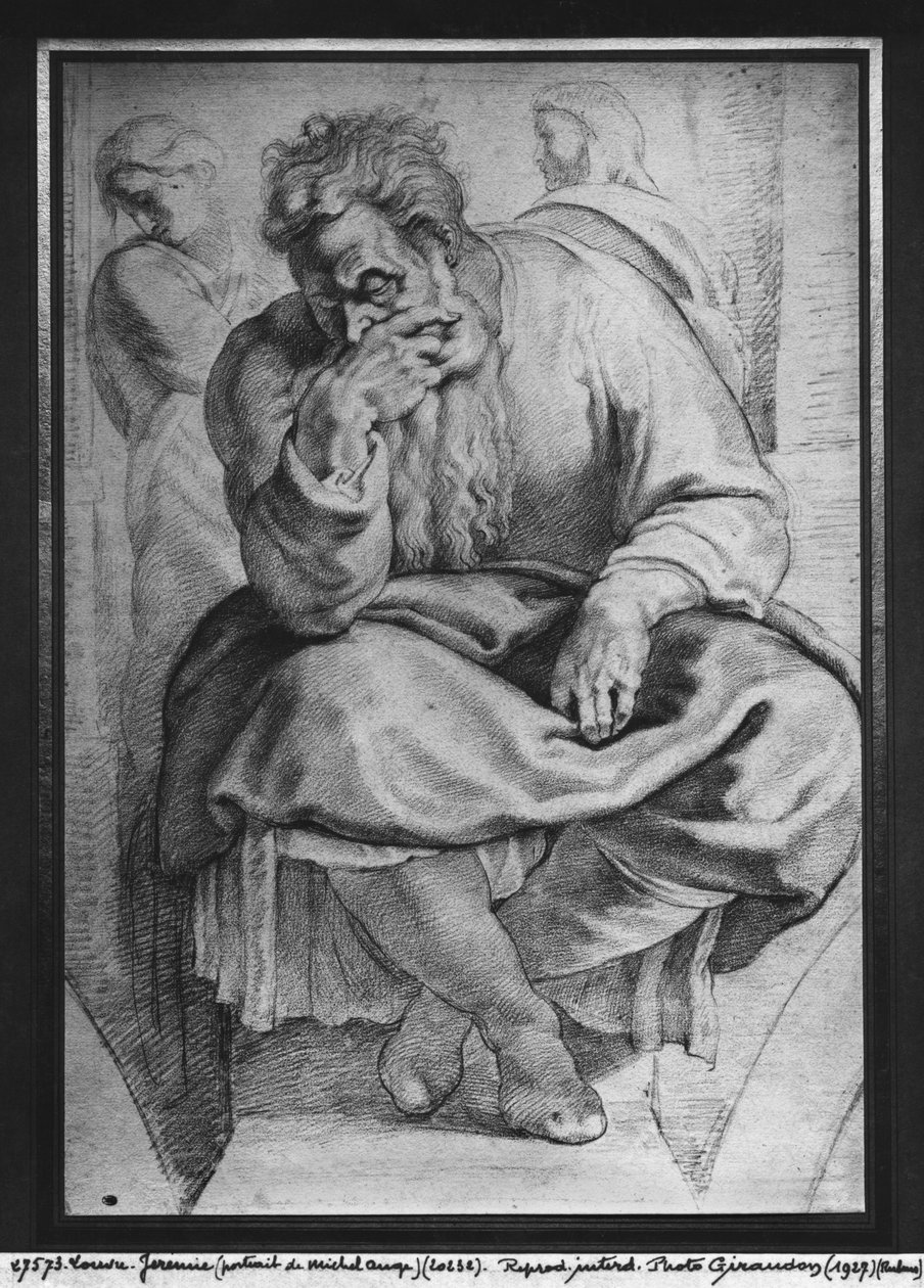 Prorok Jeremiasz, wg Michała Anioła Buonarrotiego (pierre noire i czerwona kreda na papierze) autorstwa Peter Paul Rubens