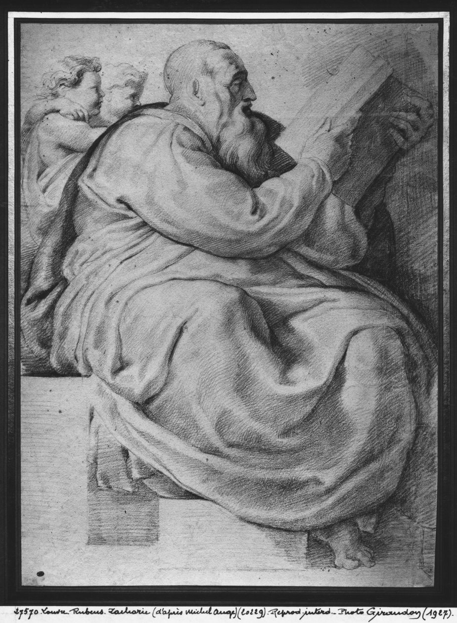 Prorok Zachariasz wg Michała Anioła Buonarrotiego (1475-1564) (pierre noire und czerwona kreda na papierze) autorstwa Peter Paul Rubens