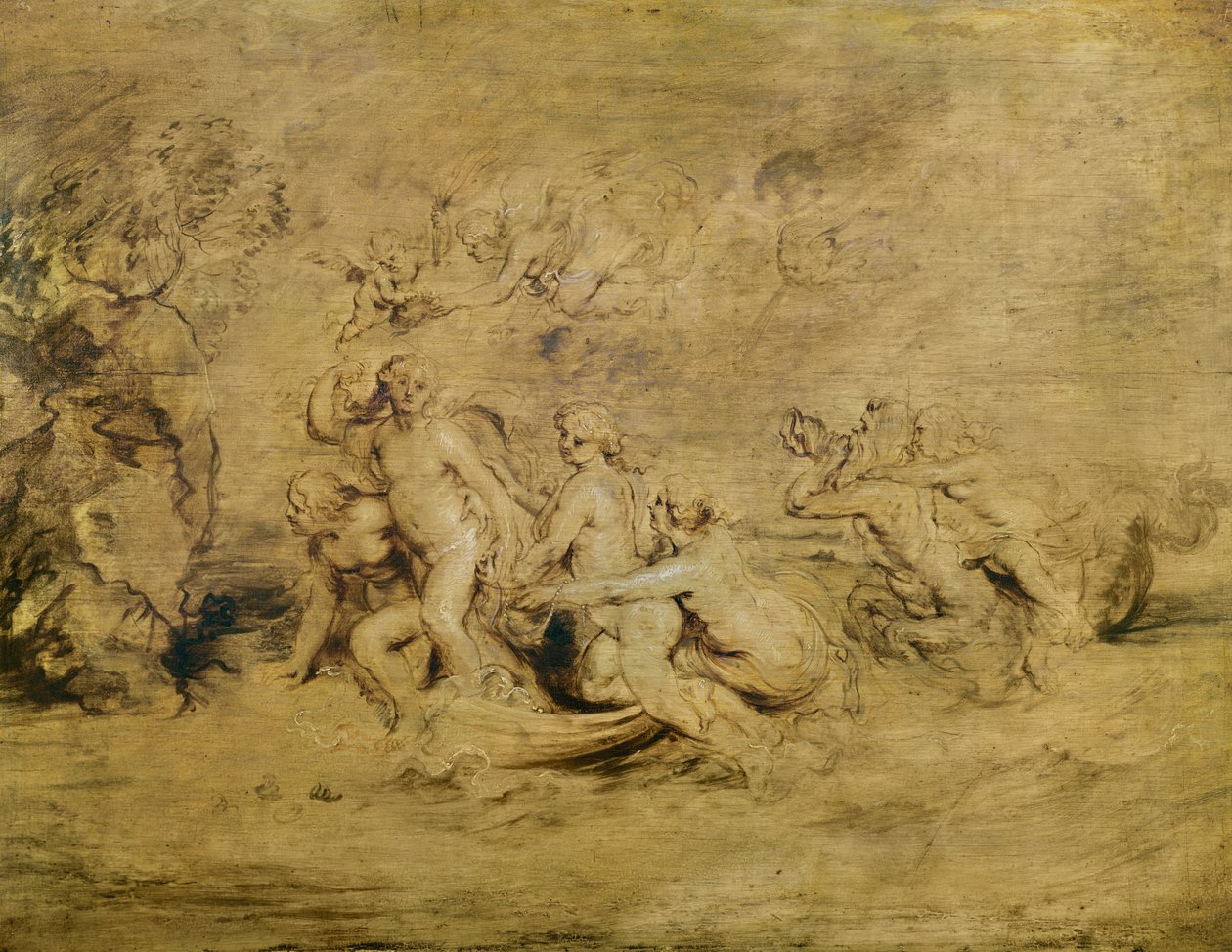 Triumf Wenus (czerwony, czarno-biały tusz i kreda na papierze) autorstwa Peter Paul Rubens