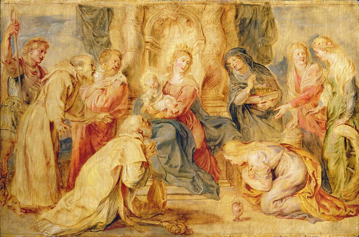 Dziewica z Dzieciątkiem czczona przez ośmiu świętych, ok. 1631-33 (panel) autorstwa Peter Paul Rubens