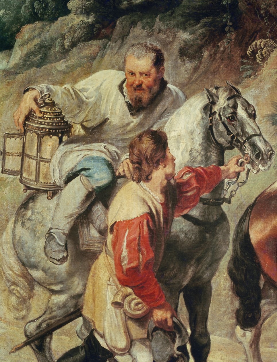 Zakrystian towarzyszący księdzu prowadzącemu Eucharystię do umierającego człowieka przed 1630 r. autorstwa Peter Paul Rubens