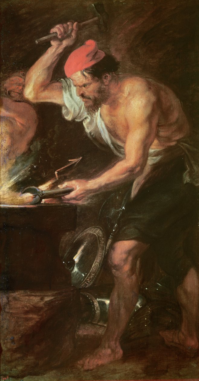Vulcan wykuwa pioruny Jowisza, 1636-38 autorstwa Peter Paul Rubens