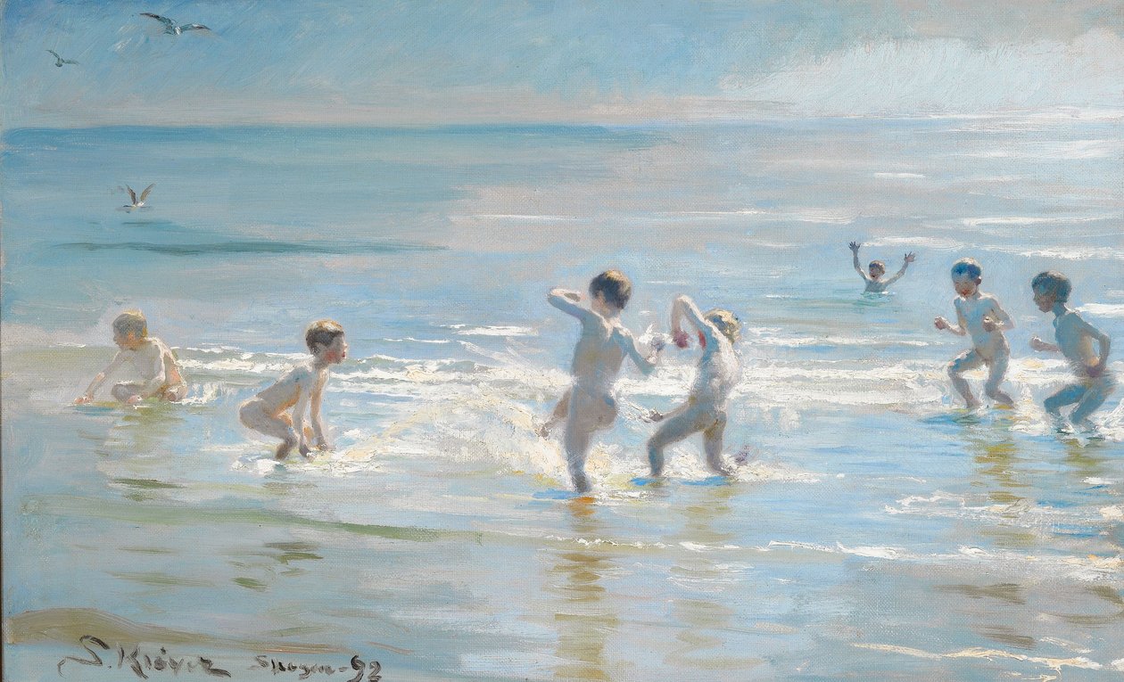 Grupa chłopców w wodzie gazowanej autorstwa Peder Severin Krøyer