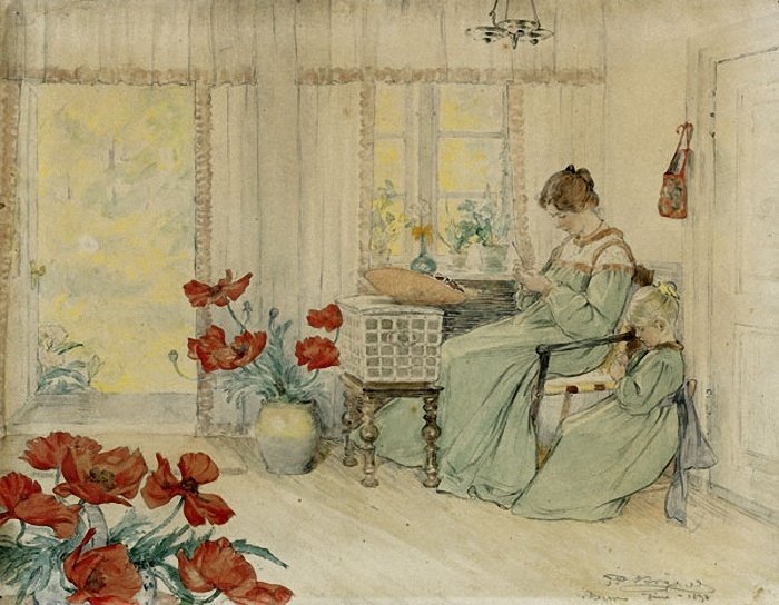 Marie i Vibeke haftują w naszym domu w Skagen Plantage autorstwa Peder Severin Krøyer