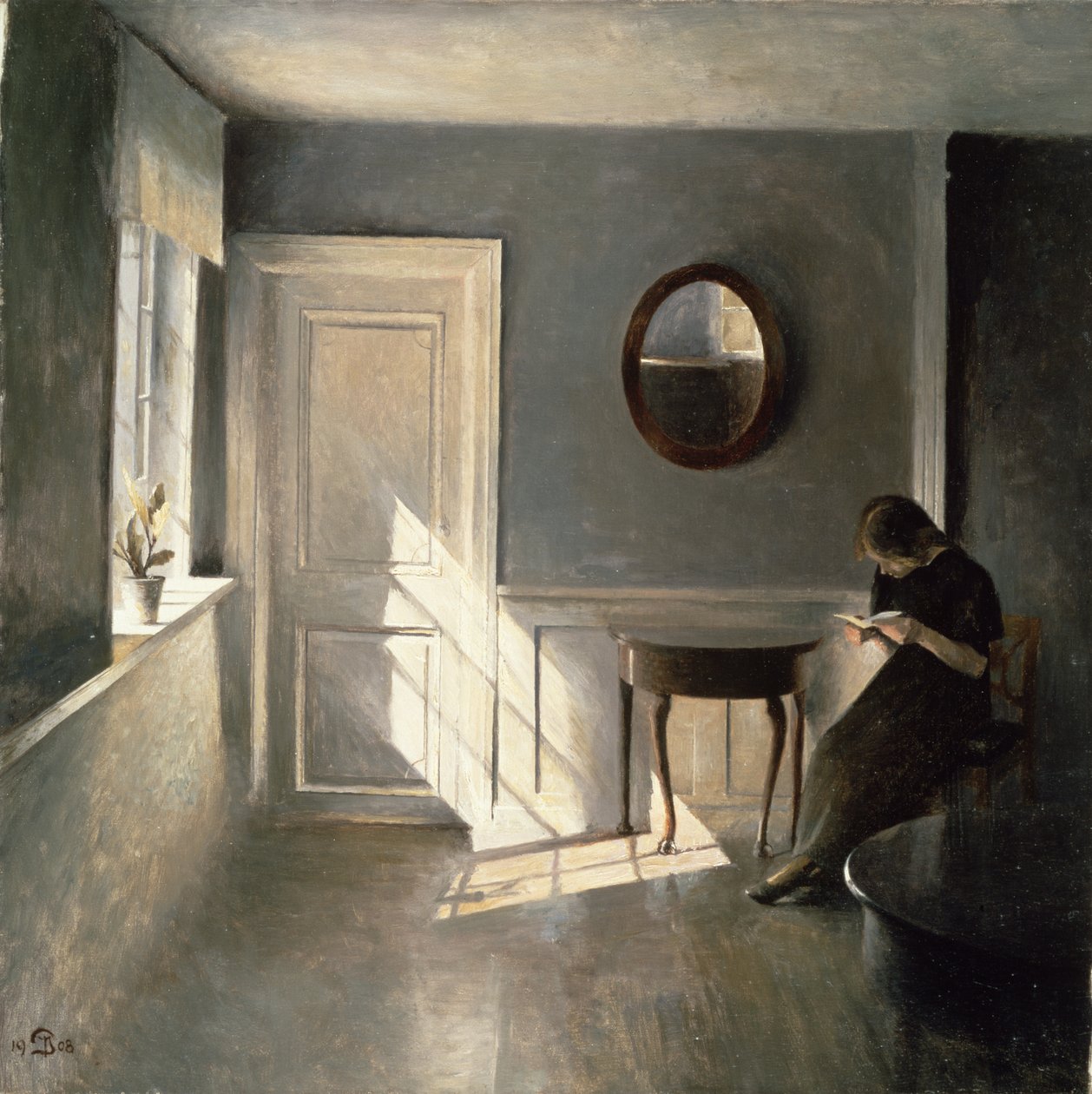 Dziewczyna czytająca list we wnętrzu, 1908 autorstwa Peter Vilhelm Ilsted