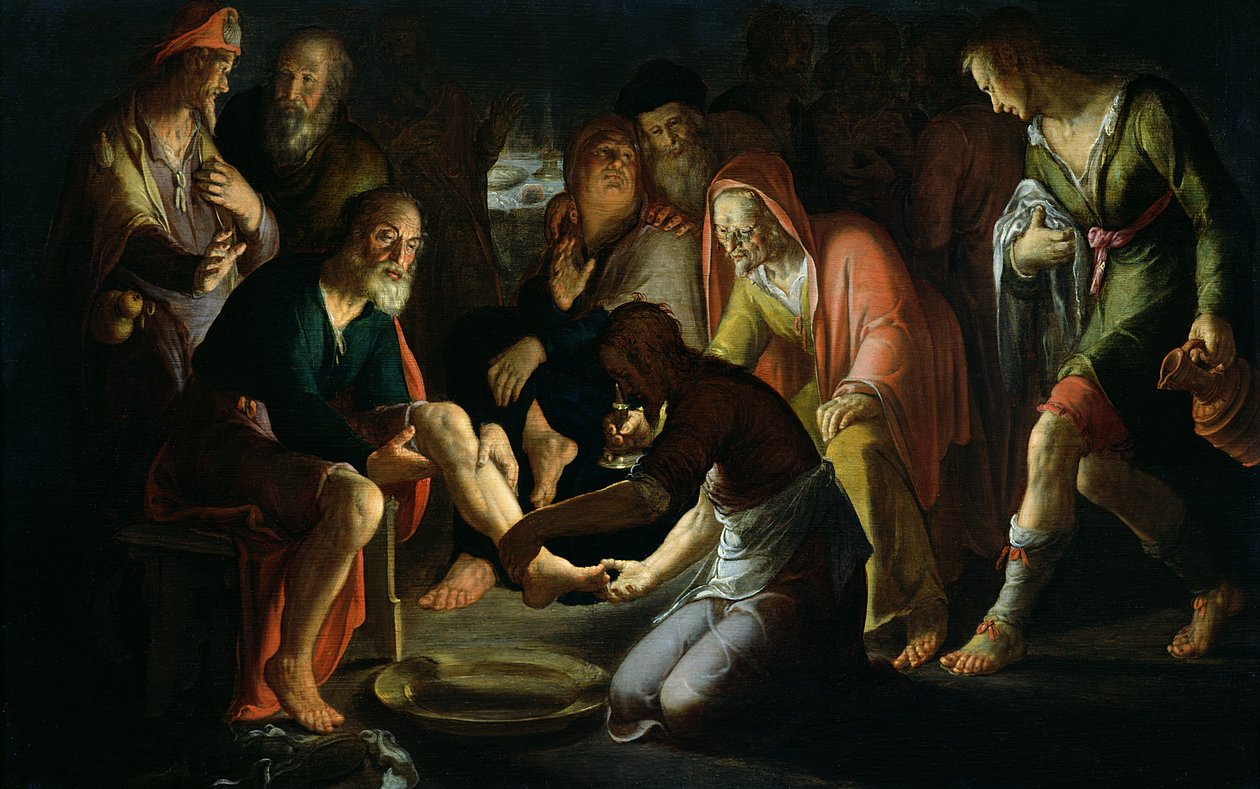 Chrystus myje stopy uczniom, 1623 autorstwa Peter Wtewael