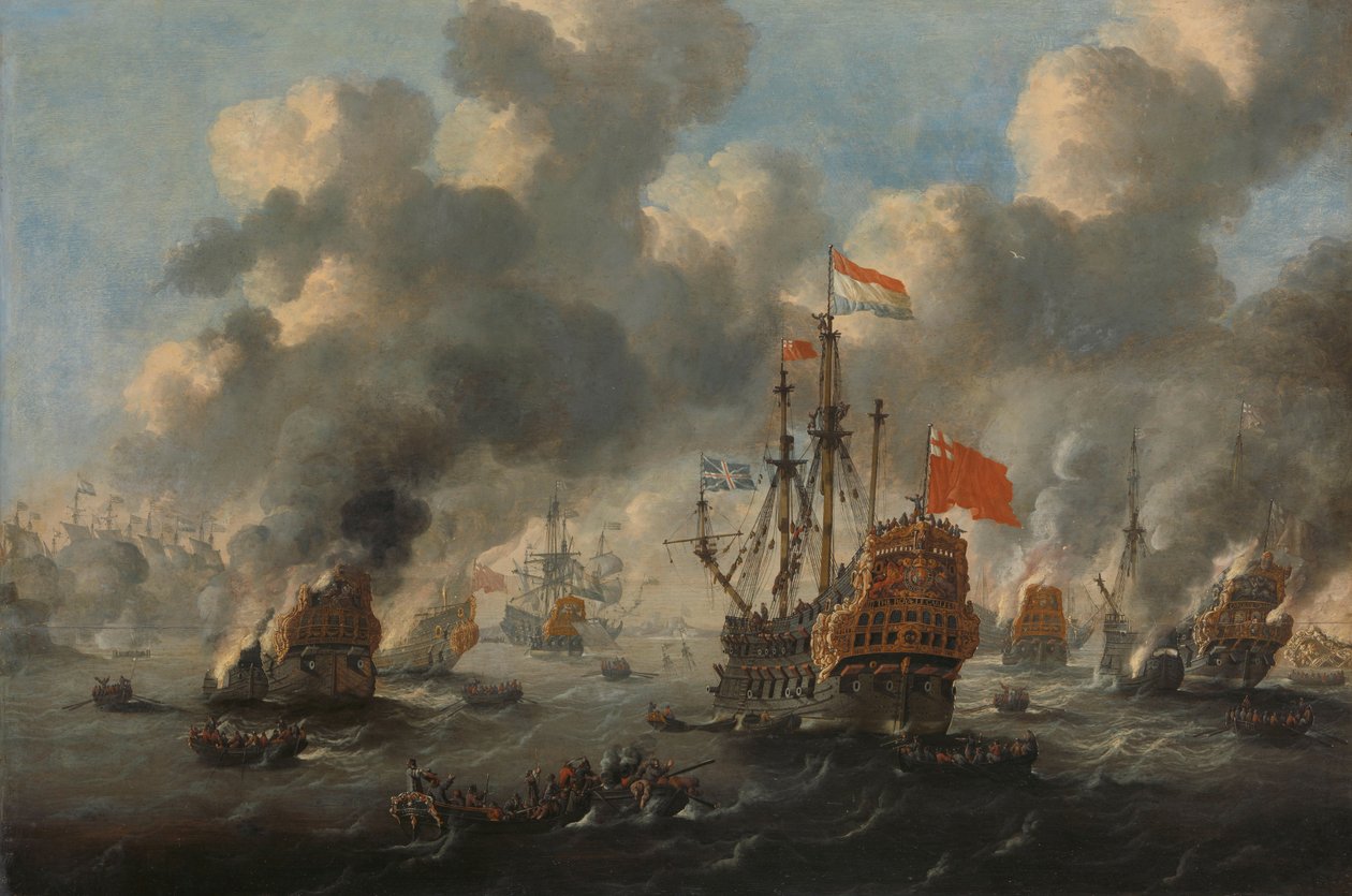 Spalenie floty angielskiej w pobliżu Chatham, 20 czerwca 1667 r autorstwa Peter van de Velde