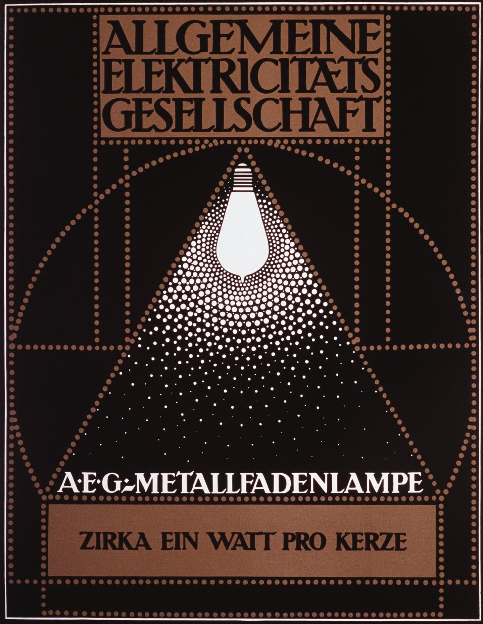 Plakat reklamowy dla General Electric Company [AEG] 1910 autorstwa Peter Behrens