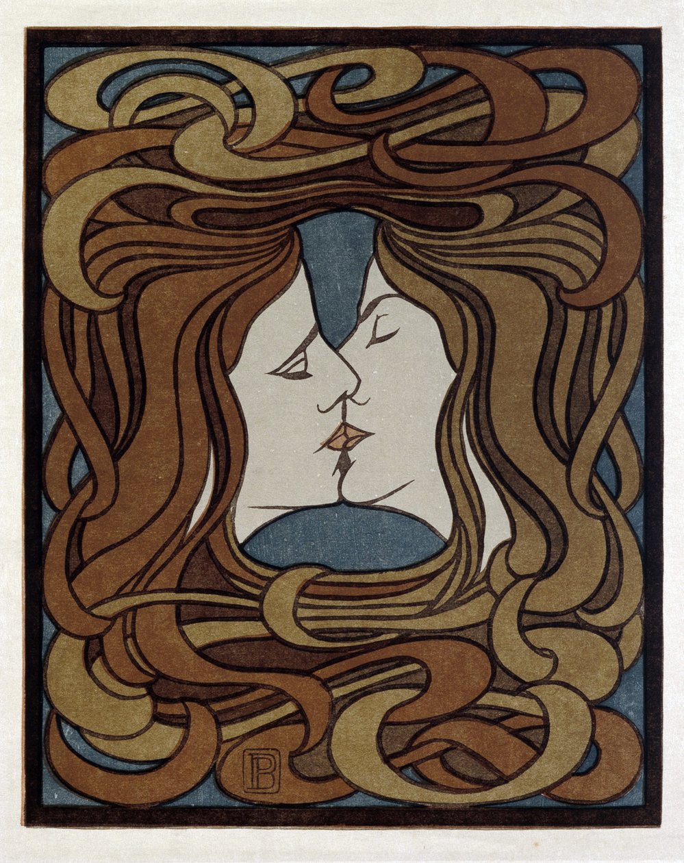 Pocałunek - Behrens, Peter (1868-1940) - 1900 - Drzeworyt - Muzeum Sztuki i Rzemiosła Hamburg autorstwa Peter Behrens
