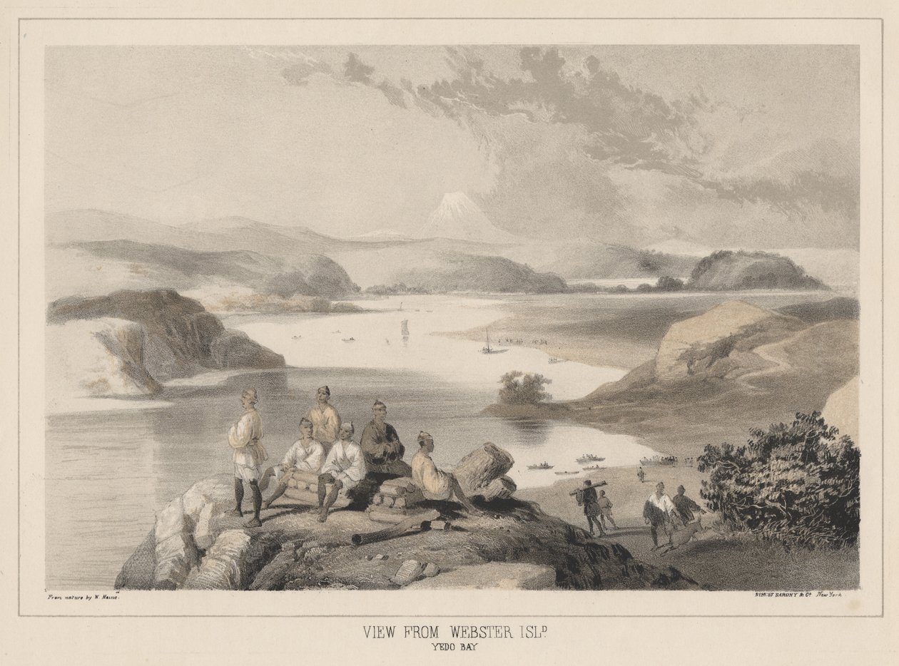 Widok z wyspy Webster, Yedo Bay, litho autorstwa Sarony und Co., 1855 (chromolitho) autorstwa Peter Bernhard Wilhelm Heine