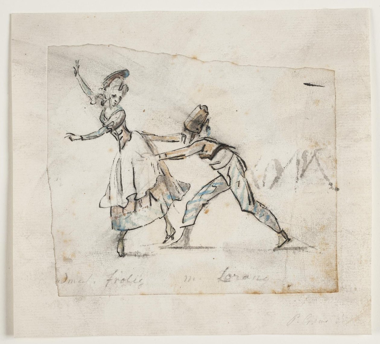 Anine Frölich i Pierre Jean Laurent w scenie z baletu Galeottiego „Obóz Cyganów”, Den Kgl. Scena Duńska autorstwa Peter Cramer