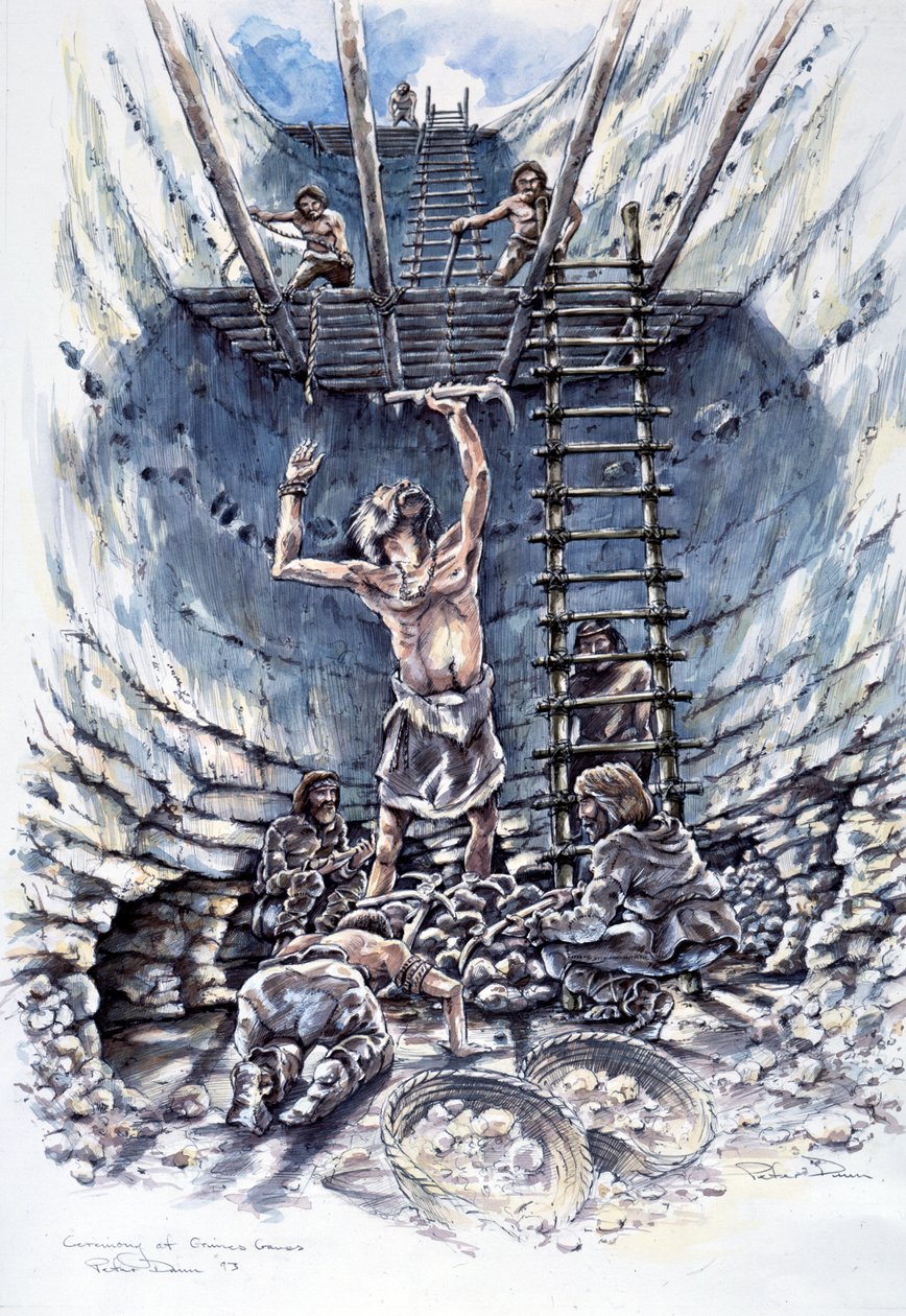 Ceremonia na grobach Grime, neolit, ok. 1990-2010 autorstwa Peter Dunn