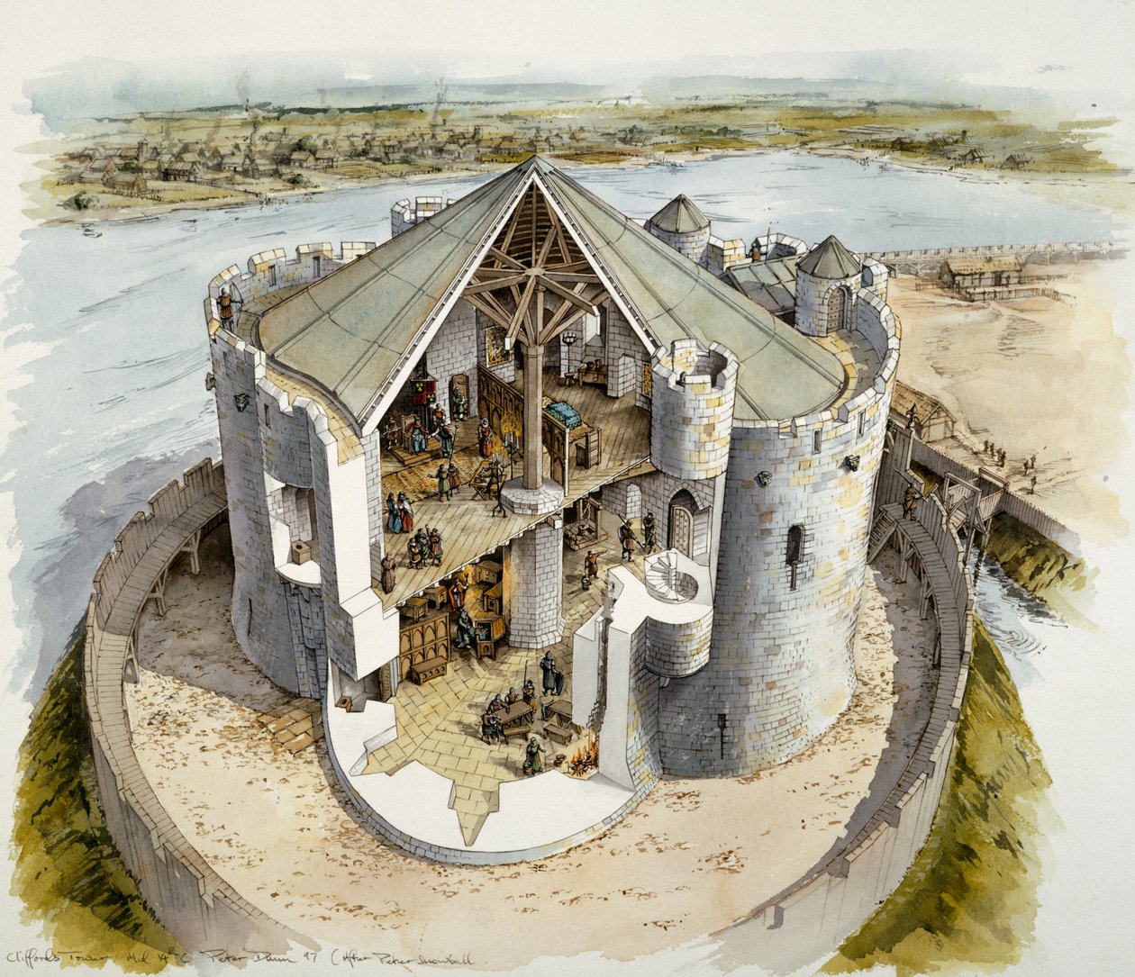 Wieża Clifforda, połowa XIV wieku, ok. 1990-2010. autorstwa Peter Dunn