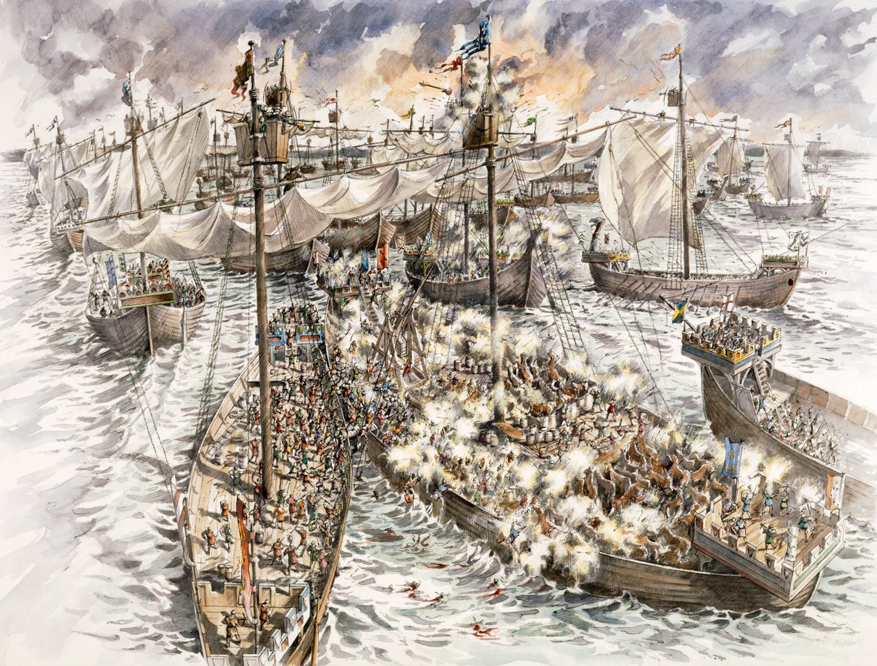 Oblężenie zamku w Dover, 1216, c1990-2010 autorstwa Peter Dunn