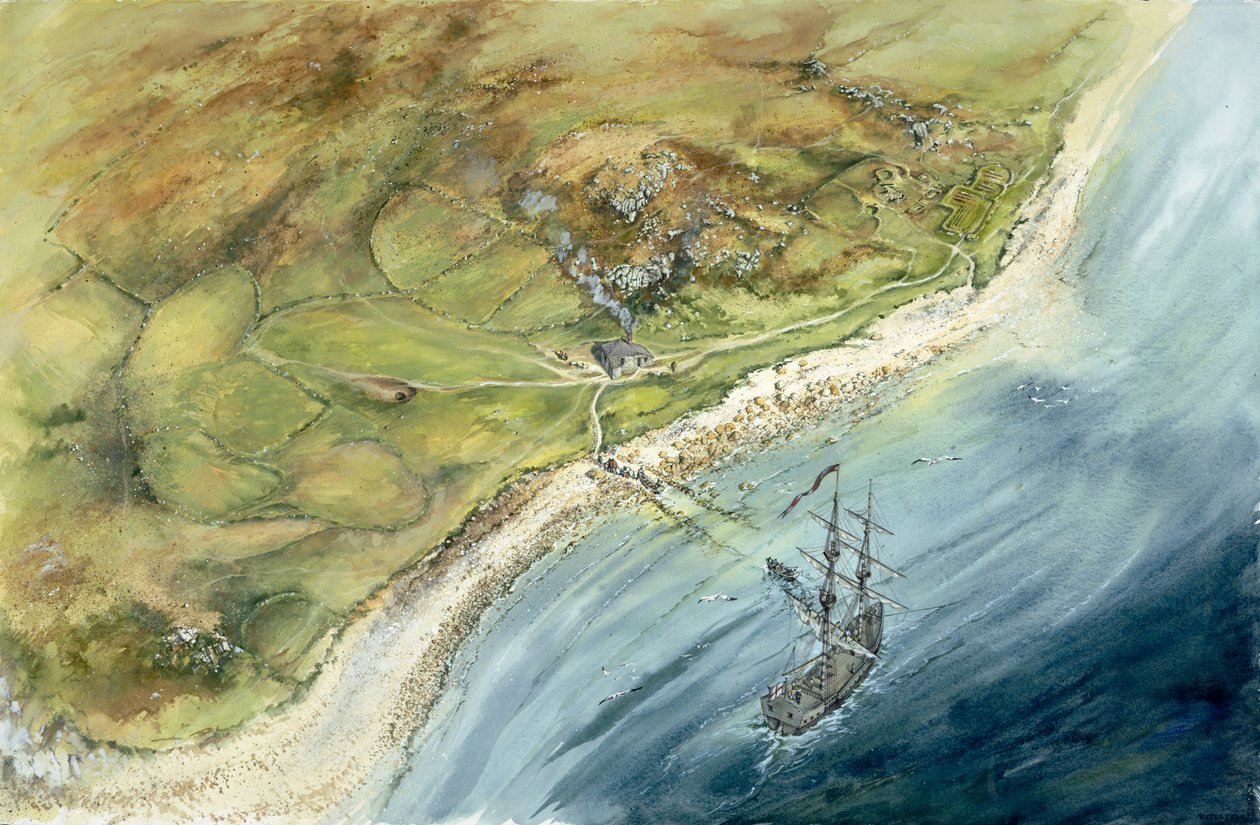 Stacja kwarantanny św. Heleny, Wyspy Scilly, ok. 1764, ok. 1990-2010 autorstwa Peter Dunn