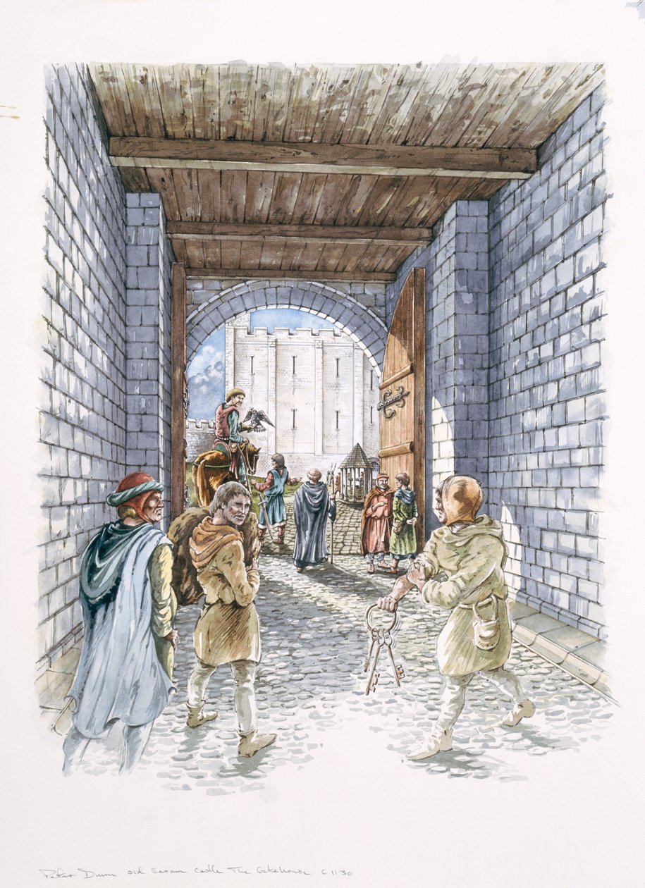 Brama Zamkowa, Stare Sarum, Wiltshire, c1130, 1994 autorstwa Peter Dunn