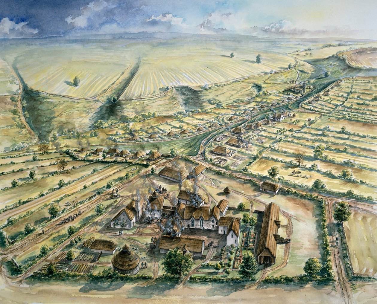 Średniowieczna wioska Wharram Percy, koniec XII wieku, ok. 1990-2010 autorstwa Peter Dunn