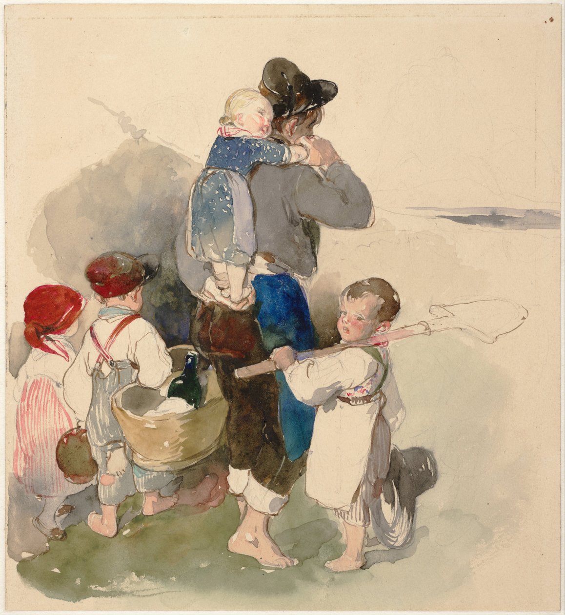 Dzieci w drodze do pracy w polu, c. 1840 autorstwa Peter Fendi