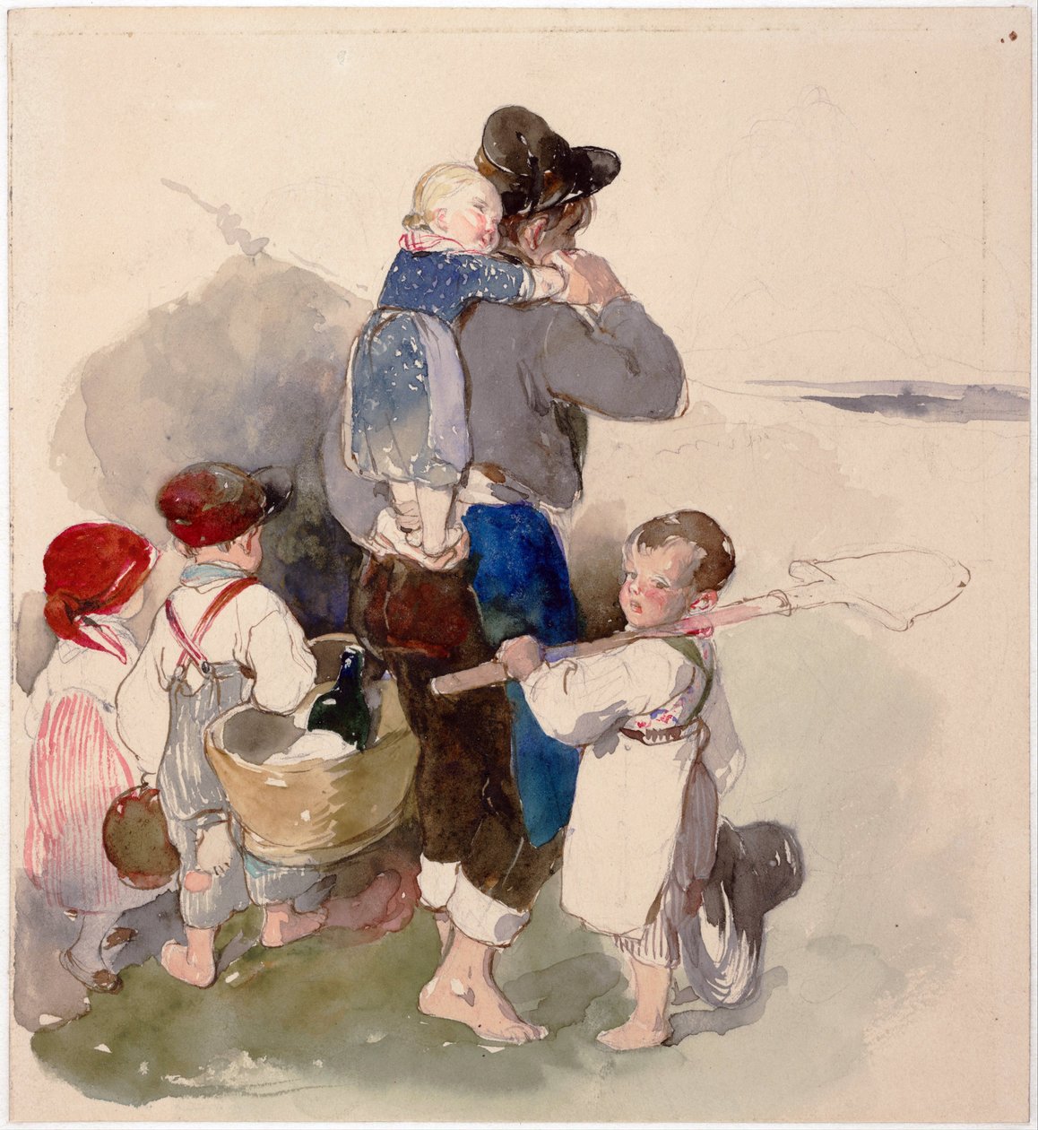 „Dzieci w drodze do pracy w polu” Akwarela autorstwa Petera Fendi (1796-1842) ok. 1840 r. Wiedeńska Bibliotheque albertina autorstwa Peter Fendi