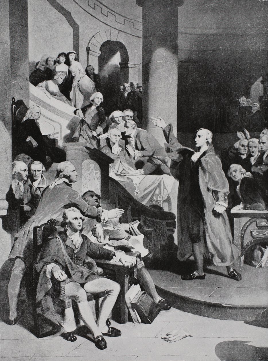 Patrick Henry wygłasza swoją słynną mowę w Izbie Gmin. autorstwa Peter Frederick Rothermel